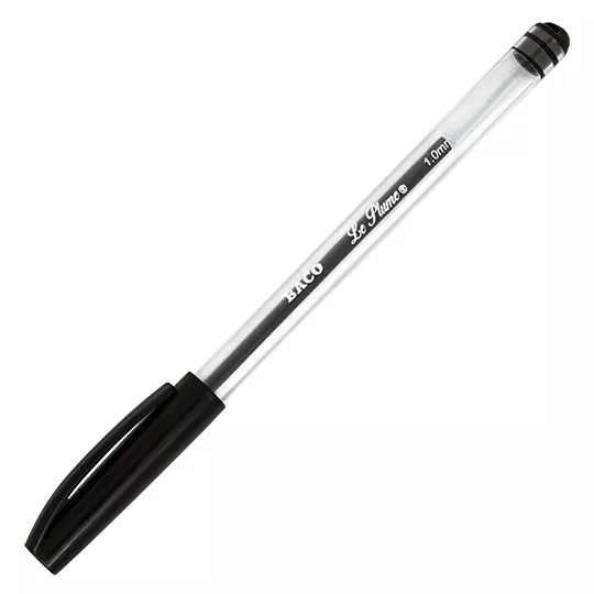 Bolígrafo BACO Le Plume punto mediano 1.00 mm color negro caja con 12 piezas