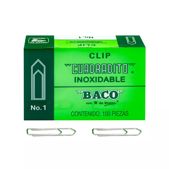 Clip BACO cuadrito No. 1 caja de 100 clips