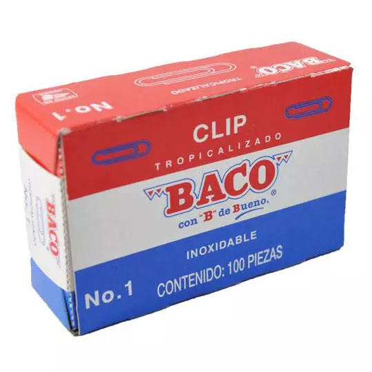 Clip BACO tropicalizado No.1 caja con 100 clips