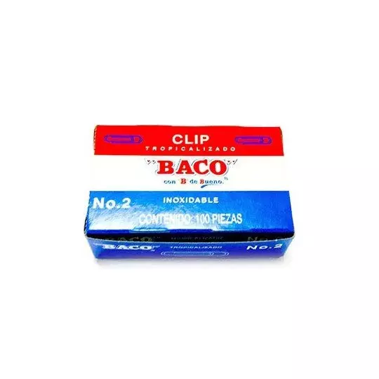 Clip BACO tropicalizado No.2 caja con 100 clips