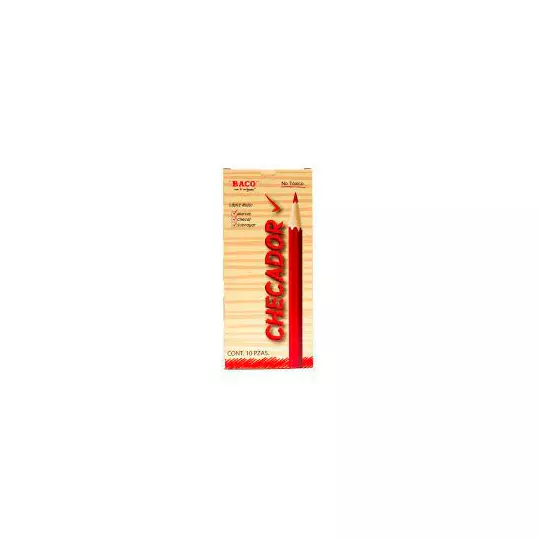 Lápiz checador BACO color rojo caja con 10 piezas