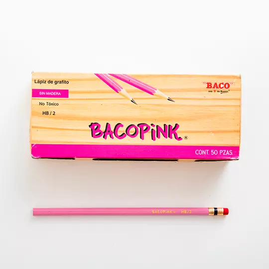 LM-Lápiz de grafito BACOPINK HB No.2, caja con 50 piezas