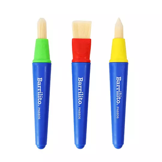 JUEGO DE 3 PINCELES BARRILITO PARA NINOS.
