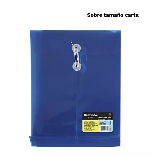 Sobre BARRILITO plástico con hilo carta vertical