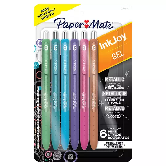 Bolígrafo retráctil Paper Mate Inkjoy Gel Metálicos blíster 6 colores surtidos 2