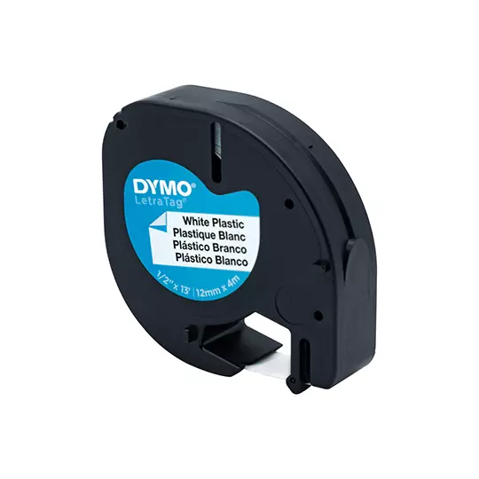 Cinta plastica DYMO Letratag negro sobreblanco perla 12mmx4m 1 pieza