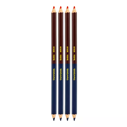 Lápiz bicolor hexagonal Verithin azul-rojo tarjeta con 4 piezas