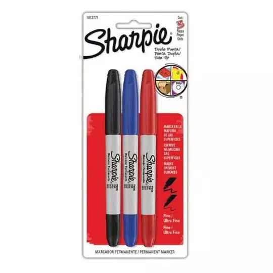 Marcador Sharpie doble punta blister 3 colores básicos 2