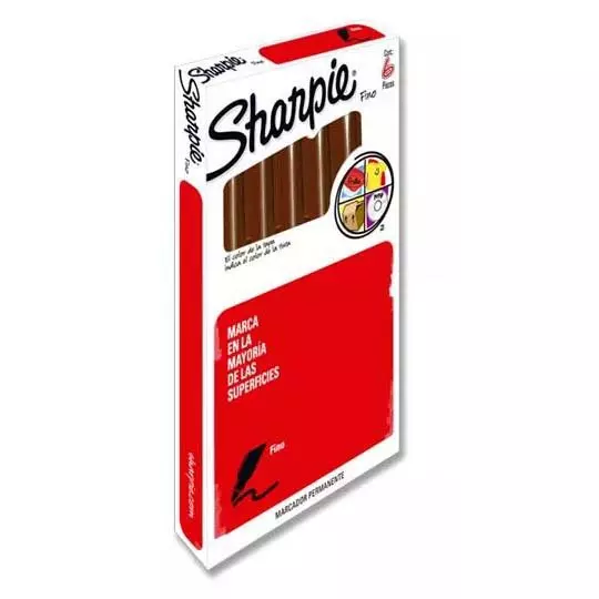 Marcador permanente Sharpie fino café con 6 piezas