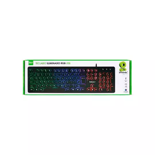 LM-Teclado USB Iluminado RGB, Teclas Circulares, Retro BROBOTIX 963098
