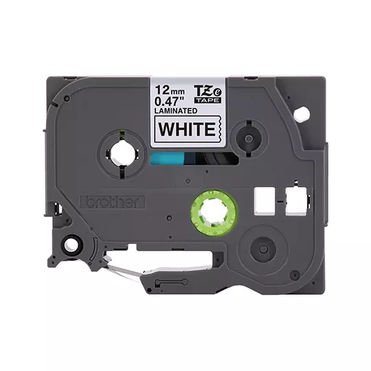 Cinta Brother negro sobre blanco de 12mmTZE231G