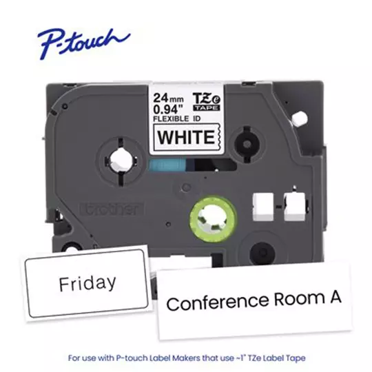 Cinta Laminada Brother TZEFX251G Flexible Texto Negro Fondo Blanco