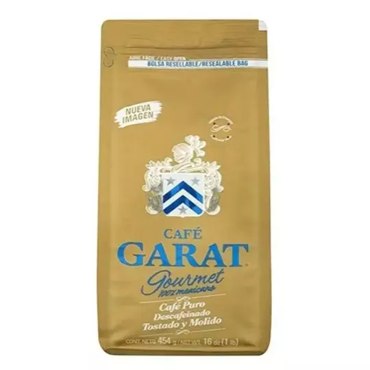 Cafe GARAT molido descafeinado 454 gramos.