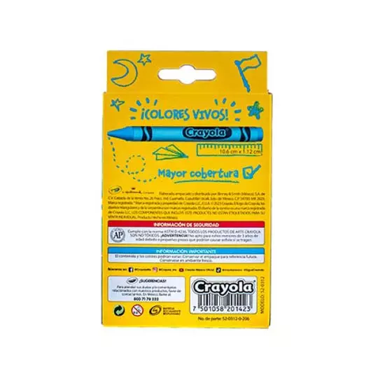 Crayones Crayola Jumbo 10.16 x 1.12 cm 12 piezas