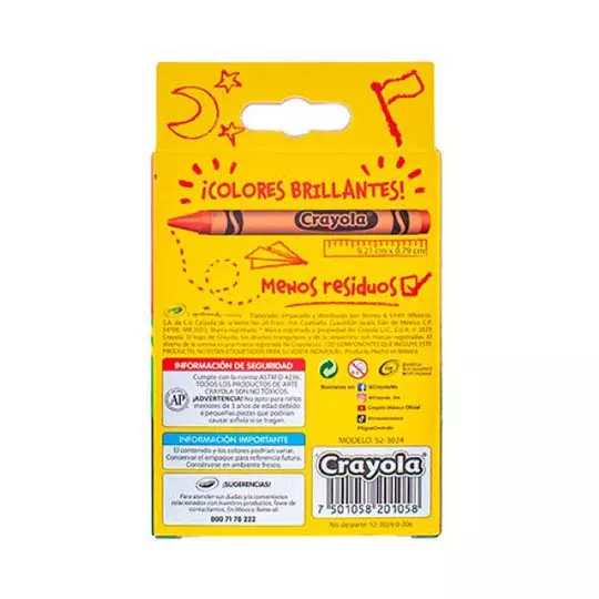 Crayones Crayola Estándar 9.21 cmx.7.9 cm 24 piezas