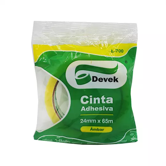 Cinta adhesiva DEVEK 24 mm x 65 m, ambar.