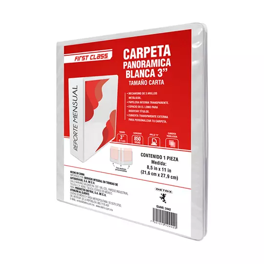 Carpeta de vinil carta DIETRIX 3 pulgadas herraje D color blanca con ventana