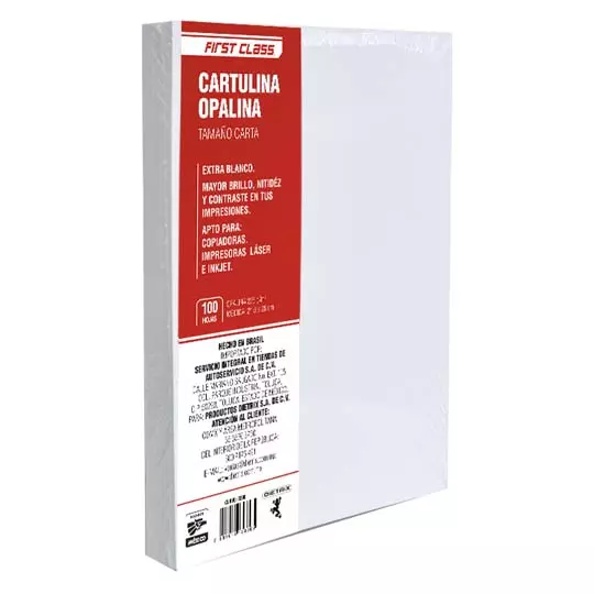 CARTULINA OPALINA DIETRIX 100 HOJAS TAMAÑO CARTA 225 GR