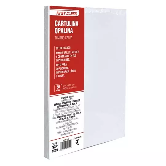 CARTULINA OPALINA DIETRIX 50 HOJAS TAMAÑO CARTA 225 GR