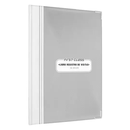 Libro registro de visitas frances 96 hojas First Class color gris 24.3 x 34.6 cm