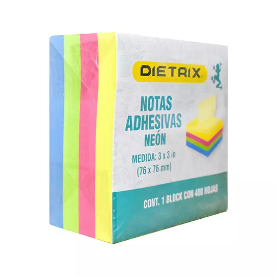 NOTAS ADHESIVAS DIETRIX NEON 3X3 IN 400 HOJAS