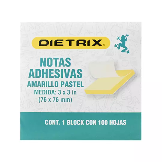 Notas adhesivas DIETRIX color amarillo tamaño de 3X3 pulgadas y 100 HOJAS
