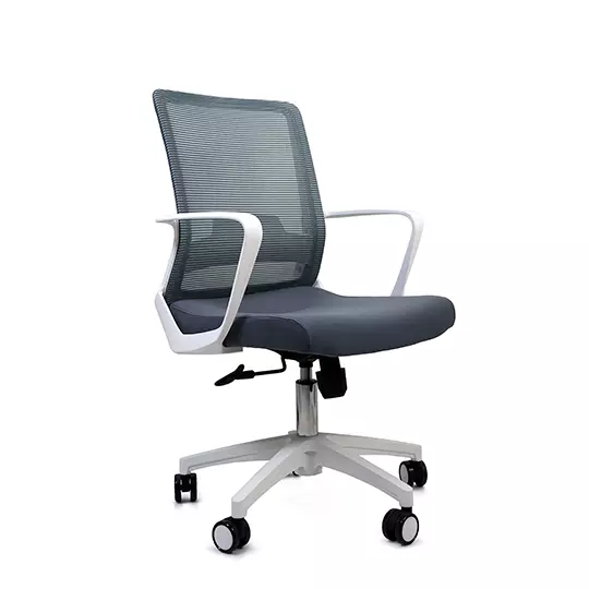 Silla ejecutiva ERGO mod. Civita-B con descansa brazos color blanco y malla gris