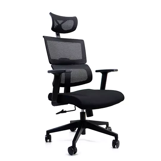 Silla directiva ERGO mod. Parma C con descansa brazos y cabecera color negro