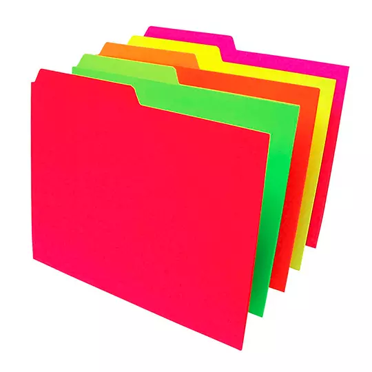 Folder de color Pendaflex carta color surtido neón ceja 1/2 caja con 25 pzas
