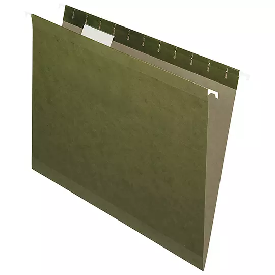 Folder colgante Oxford carta color verdecaja con 25 pzas