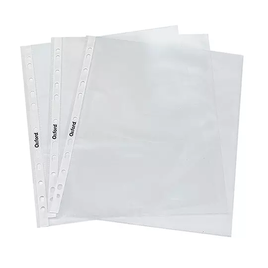 Protector de hojas Oxford carta cristal caja con 100 pzas