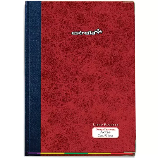 LIBRO FLORETE ACTAS ESTRELLA FORMA FRANCESA 1 PIEZA 96 HOJAS