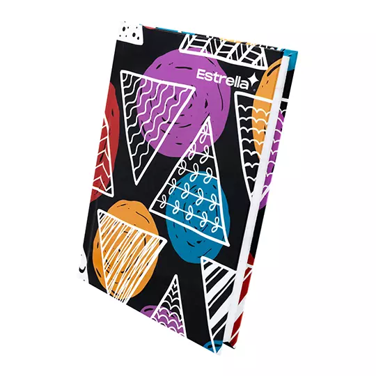 Libreta 1/4 pasta dura forma francesa Estrella raya 192 hojas