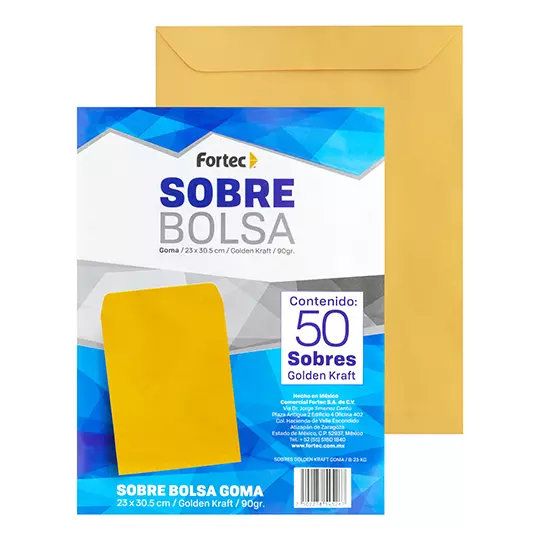 Sobre kraft engomado Fortec carta caja con 50 piezas