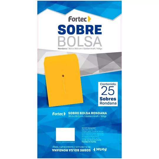 Sobre kraft con rondana Fortec legal caja con 25 piezas