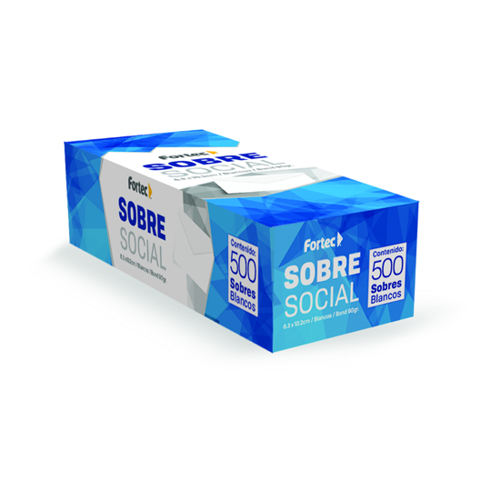 Sobre blanco social engomado Fortec cajacon 500 piezas