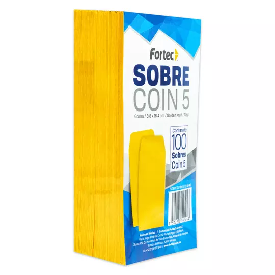 Sobre coin No. 5 Fortec Kraft engomado caja con 100 piezas