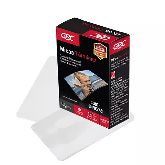 Mica térmica GBC 6.5x9.5cm espesor de 10milésimas forma rígida