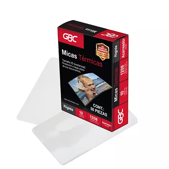 Mica térmica GBC 11.5x8cm espesor de 10 milésimas forma rígida