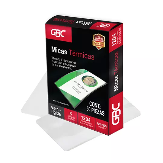 Mica térmica GBC 6.5x9.5cm espesor de 5 milésimas forma semi-rígida