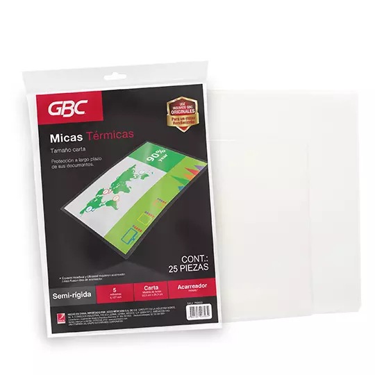 Mica térmica GBC tamaño carta espesor de5 milésimas forma semi-rígida