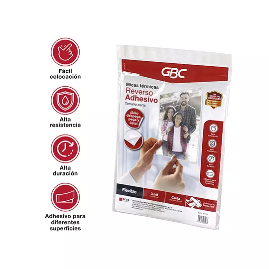 Mica térmica  GBC 3 milésimas tamaño carta adhesiva 25 piezas