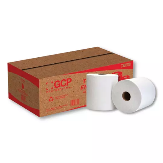 Toalla en rollo blanca GCP Paper con 180m, caja con 6 bobinas