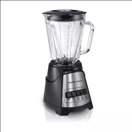 Licuadora HAMILTON BEACH power elite vaso de vidrio 1.2 litros negra 58148-MXR