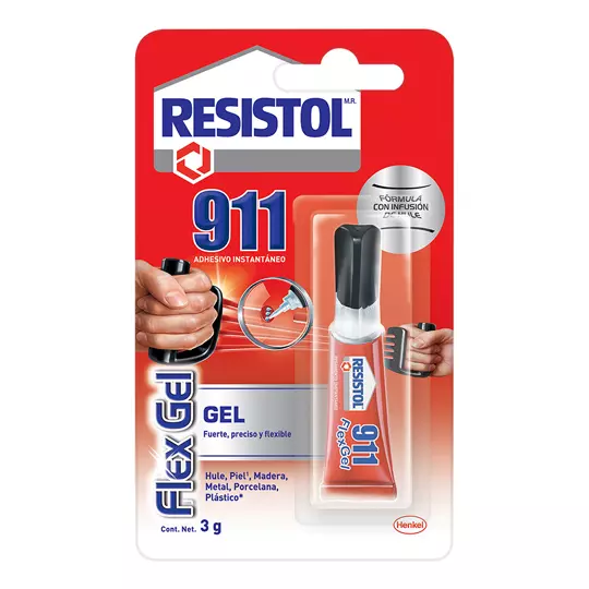 Pegamento instantáneo Resistol 911 Flex Gel, tubo de 3 grs