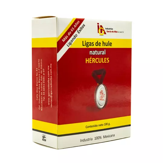 Ligas Hercules de hule natural no. 33 .caja con 100 gramos
