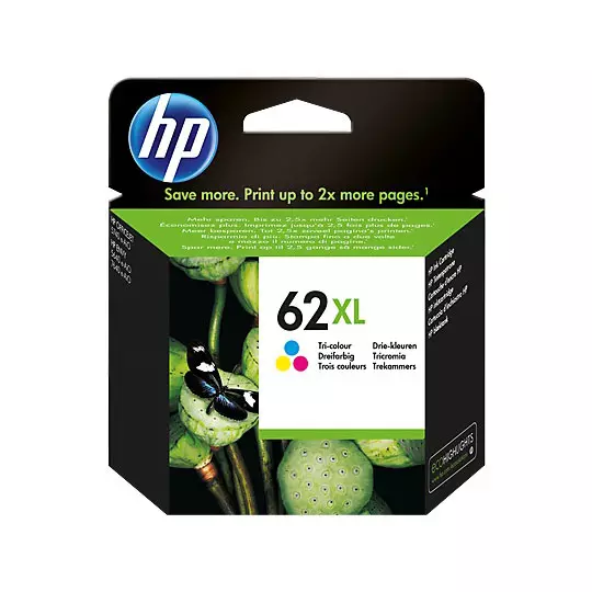 Cartucho de tinta tricolor HP 62xl.