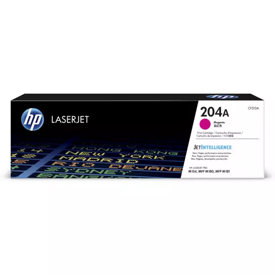 Cartucho de tóner magenta HP 204a.