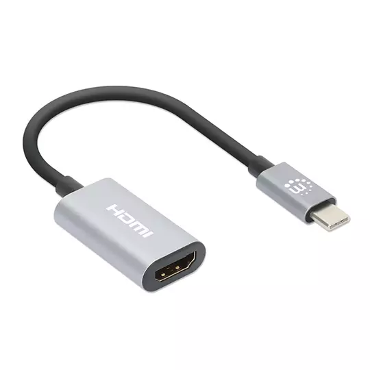 Hub Manhattan USB-C Macho 1x HDMI 5 Gbit/s Gris