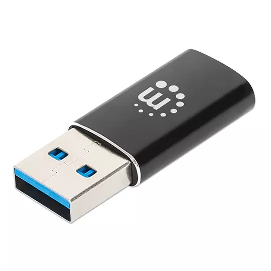 Convertidor Manhattan USB-A Macho 1x -C 5 Gbit/s Negro